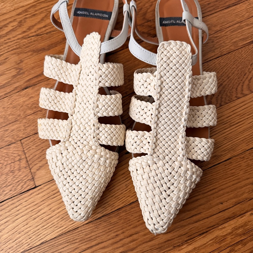 ANTHROPOLOGIE Women's Cream Woven Slingback Sandals - Picture 2 of 7